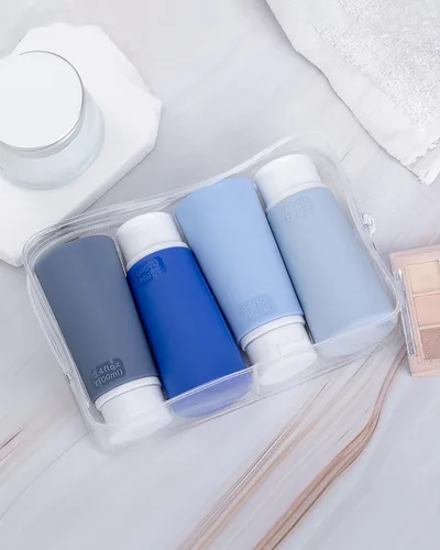 Miniatura 6 de Valourgo Botellas de viaje para artículos de tocador, botellas de viaje portátiles de 3.4 onzas aprobadas por la Tsa, tubos de viaje a prueba de Azul