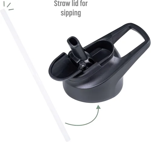 Miniatura 9 de Goodful Botella de agua de doble pared sellada al vacío, aislada con dos tapas intercambiables, tapas para beber o tragar, a prueba de fugas, boca