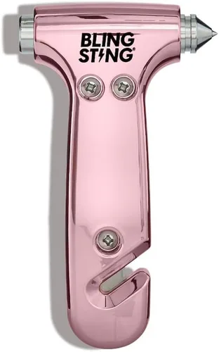 Miniatura 12 de BLINGSTING Martillo de seguridad – Herramienta de escape automotriz de emergencia con rompeventanas, cortador de cinturón de seguridad y correa oro
