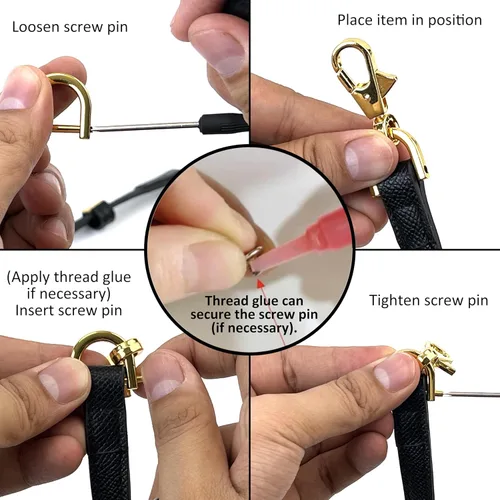 Miniatura 4 de 4 anillos en D resistentes con grillete de 1-1/2 pulgadas, oro antiguo, en forma de U, repuesto para bolso, llavero, collar de perro