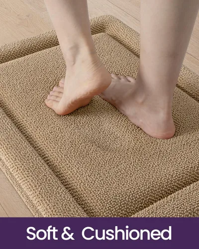 Miniatura 4 de DEXI Tapete de baño de espuma viscoelástica de 24 x 17 pulgadas, tapete de baño de felpilla suave y absorbente, antideslizante, de secado rápido