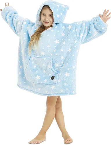 Miniatura 48 de Three Poodle - Manta con capucha portátil para niños, sudadera de sherpa de gran tamaño con capucha gigante, manta con capucha cálida y acogedora