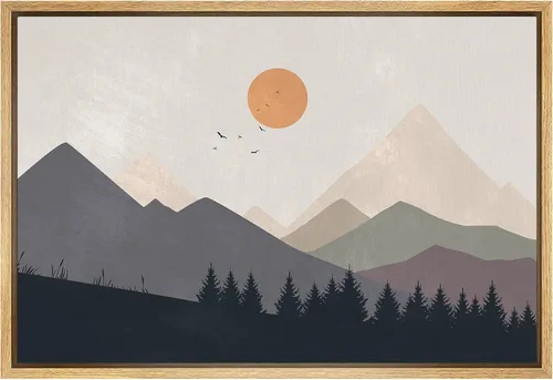 Miniatura 16 de SIGNFORD Lienzo Enmarcado Impresión Arte de Pared Océano Pastel Luz del Sol Puesta de Sol Horizonte Naturaleza Vida Silvestre Ilustraciones Arte