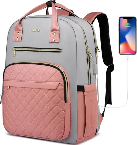 YAMTION Mochila para Mujeres y Adolescentes, Mochila Escolar TSA Laptop Bookbag con USB para Estudiantes de Colegio y Universidad Negocios Oficina