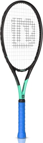 Miniatura 6 de Raqueta de tenis para adultos de 27 pulgadas, raqueta de tenis de fibra de carbono a prueba de golpes, ligera, pre-cordada y con empuñadura, Negro