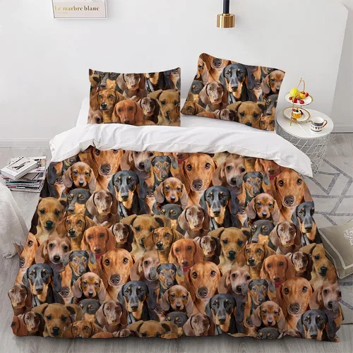 Miniatura 24 de Airedale Terrier - Juego de funda de edredón con estampado de cara de perro, juego de ropa de cama de 3 piezas, juego de funda de edredón suave