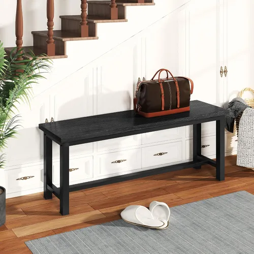 Miniatura 2 de AWQM Banco de mesa, par de 2, banco de comedor, marco de acero grueso, banco de madera, estilo industrial, para cocina y comedor, 12 pulgadas