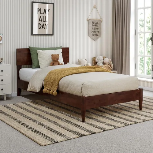 Miniatura 26 de AFI, Aria - Cama de plataforma moderna de perfil bajo de madera maciza, tamaño individual, color caramelo claro