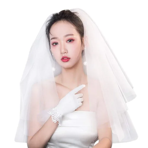 Velo de novia de 2 niveles con peine de encaje marfil velo de tul simple velo corto encantador elegante catedral vestido de novia accesorios para