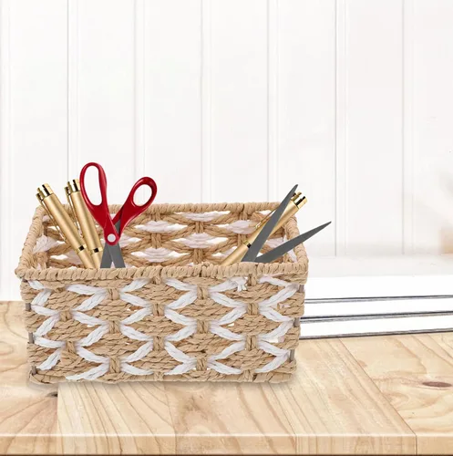 Miniatura 3 de Alipis 3 cestas de almacenamiento tejidas con cuerda, hechas a mano, apilables, organizador decorativo para encimera, estante, tanque de inodoro