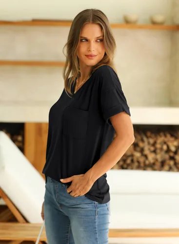 Miniatura 5 de Miholl Camiseta holgada, informal, de manga corta, con cuello en V, para mujer