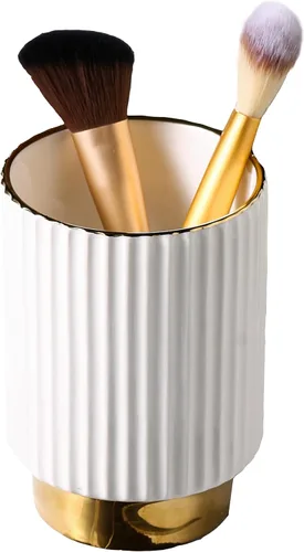 Miniatura 7 de IEEK Soporte para brochas de maquillaje, organizador de brochas de maquillaje y vasos de vidrio, organizador de cepillos de dientes para baño, Gris