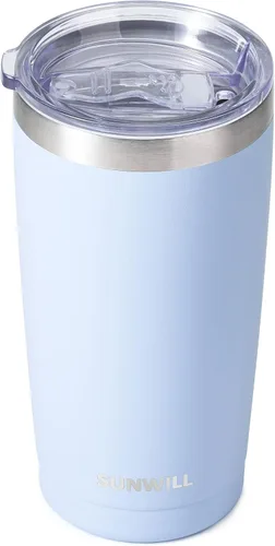 Miniatura 19 de SUNWILL Vaso de café de viaje de 20 onzas, taza aislada con tapa, taza de acero inoxidable para bebidas calientes y frías, con recubrimiento