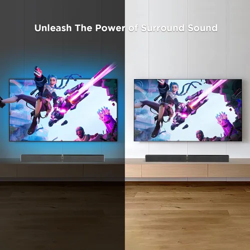 Miniatura 11 de MZEIBO Barra de sonido para Smart TV, barra de sonido Bluetooth desmontable de 80 W con graves potentes, sistema de audio de cine en casa 2 en 1