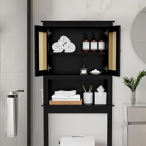 Miniatura 6 de Armario de almacenamiento sobre el inodoro, organizador de baño detrás del inodoro con estantes ajustables, organizadores sobre el inodoro