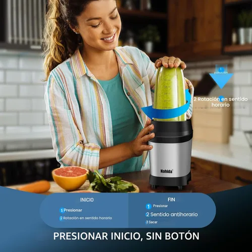 Miniatura 3 de Nahida Licuadora para batidos, licuadora de batidos de 1200 W para triturar hielo, licuadoras con (2) cuchillas de 6 aletas, licuadoras personales