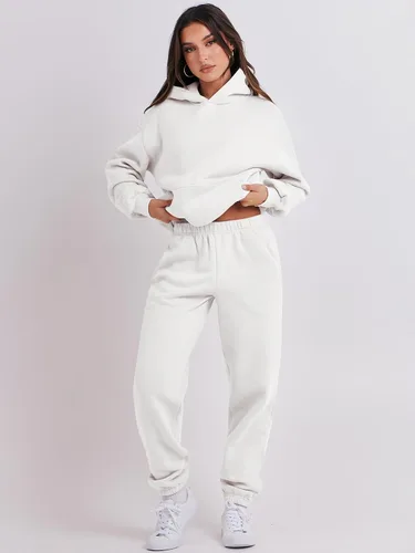 Miniatura 8 de Prinbara Conjunto de 2 piezas para mujer, conjunto de pantalones deportivos de gran tamaño, sudadera con capucha a juego, conjunto de descanso