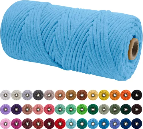 Miniatura 80 de JeogYong Cordón de macramé de un solo hilo 2mm x 164 yardas (492 pies) Cuerda de algodón suave, hilo de macramé 2 mm, suministros de macramé