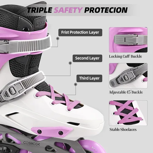 Miniatura 4 de Patines en línea profesionales para mujeres y hombres, cuchillas de patines COSMOID para adultos, hombres y mujeres, talla 5-13, patines Blanco