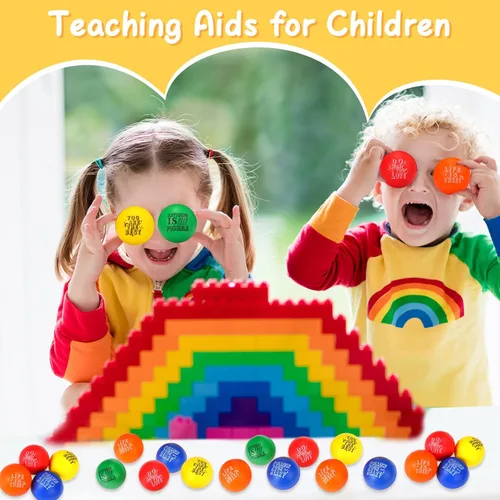Miniatura 5 de Leyndo 200 bolas de estrés para adultos y niños, citas motivacionales a granel, para aliviar el estrés, bolas de espuma coloridas para apretar