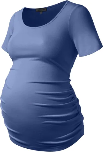 Miniatura 138 de GINKANA Blusas de maternidad de manga corta, diseño floral, fruncido, casual, para mamá, para embarazo