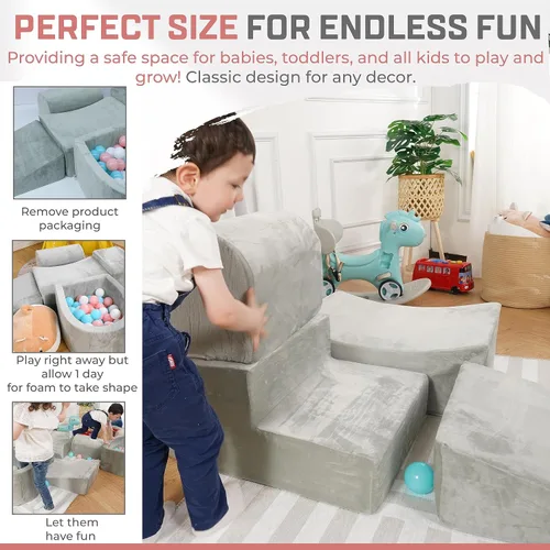 Miniatura 3 de Bloques de escalada de espuma para niños pequeños, juego suave de interior para bebés, funda de terciopelo y espuma viscoelástica de alta densidad