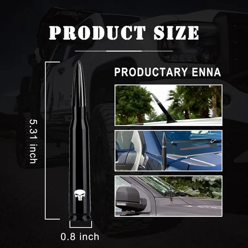 Miniatura 3 de Pack-1 - Antena tipo bala para automóvil, poste de antena de calavera de 5.4 pulgadas para GM Chevy Silverado 1500 2500 3500 HD Avalanche GMC Sierra