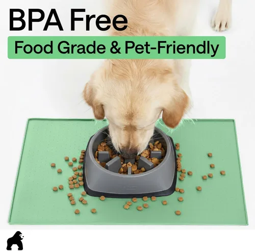 Miniatura 8 de GORILLA GRIP - Alfombrilla de silicona 100% impermeable con bordes elevados, sin BPA, para mascotas, tapetes para comida de perros y gatos, contiene