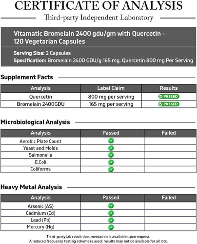 Miniatura 3 de Vitamatic Quercetina con Bromelina – 120 Cápsulas Vegetarianas.