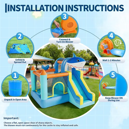 Miniatura 4 de Garvee Castillo inflable de rebote para niños, gorila de salto con soplador de aire y tobogán, castillo animoso para patio trasero familiar