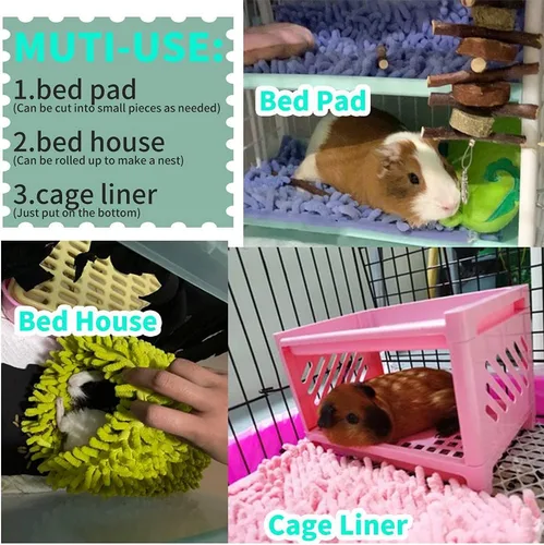 Miniatura 7 de Oncpcare Cama de Peluche Larga para Conejos, Liebres o Cobayas, Manta Cálida de Invierno para Conejos, Fundas Lavables y Reutilizables para Jaula