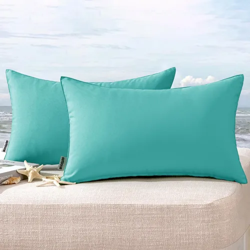 Miniatura 56 de MIULEE - Juego de 2 fundas de almohadas decorativas para exteriores, impermeables, cuadradas, para jardín, para cenador de primavera, tienda de Negro