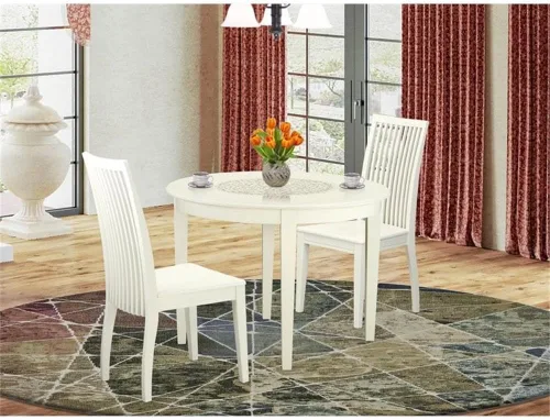Miniatura 2 de East West Furniture BOIP3-LWH-W - Juego de mesa de cocina de 3 piezas para espacios pequeños que contiene una mesa de comedor redonda y 2 sillas
