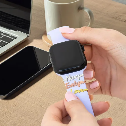 Miniatura 3 de ubmpj Dijes de banda de reloj personalizados para reloj inteligente, cerraduras de banda mágica personalizadas con nombre y foto para mujeres