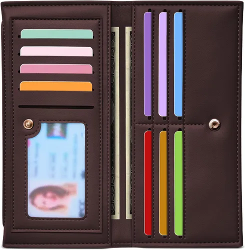 Miniatura 25 de Tipmile Cartera ultra delgada para mujer, cartera de cuero plegable para mujer, cartera RFID, cartera de bloqueo RFID para tarjetas de crédito