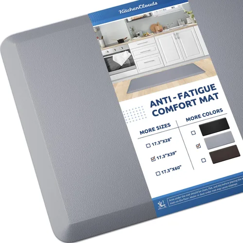 Miniatura 60 de KitchenClouds Alfombra de cocina acolchada anti fatiga, 17.3 x 60 pulgadas, impermeable, antideslizante, tapete de escritorio cómodo, para cocina