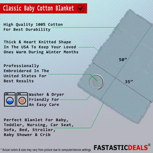 Miniatura 2 de Fastasticdeals Mantas de bebé bordadas personalizadas para niños y niñas Cruz plata Texto y nombre personalizados azul aquí