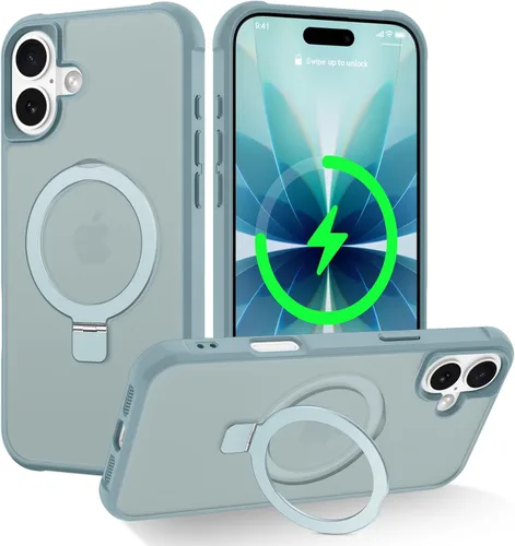 Miniatura 164 de CHAOFEnG Funda magnética compatible con iPhone 11 con soporte, prueba de caídas de grado militar, compatible con imán, anillo translúcido, parte