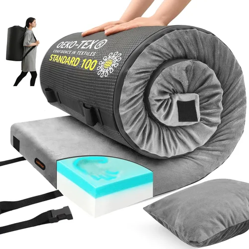 Miniatura 11 de Colchoneta de espuma viscoelástica para camping, colchón de piso grueso y cómodo para adultos con fondo impermeable y antideslizante, colchón