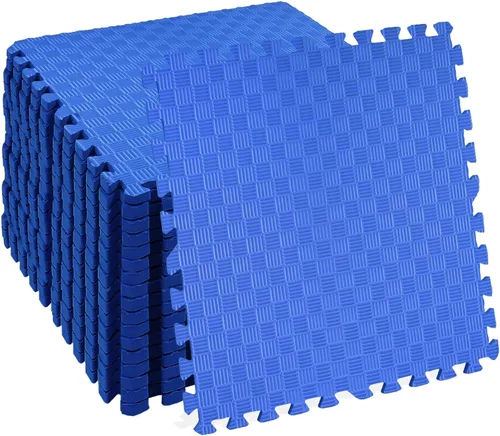 Miniatura 11 de Elevon Tapete de suelo de rompecabezas para gimnasio, 3/4 de pulgada de grosor, espuma EVA entrelazada, 24 azulejos, tapete de entrenamiento