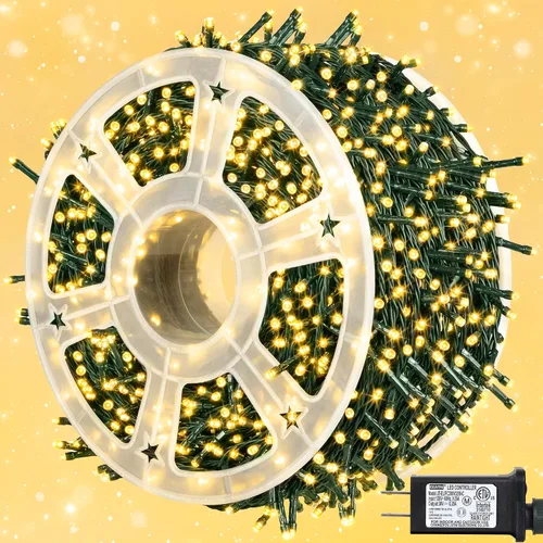 Miniatura 13 de kemooie 500 luces LED de Navidad rosadas, luces de Navidad de 164 pies para exteriores, enchufables, impermeables, con 8 modos de parpadeo