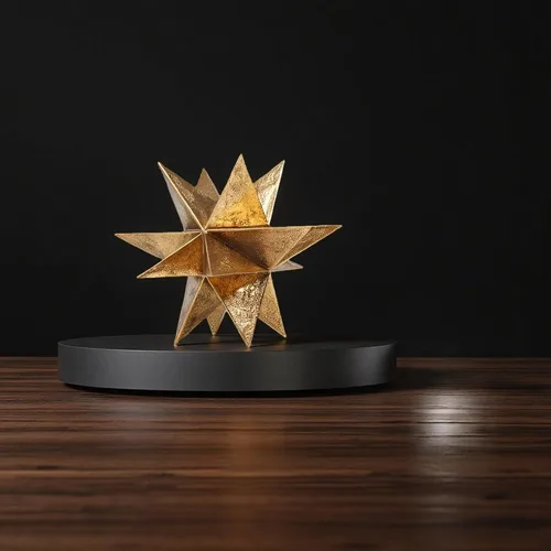 Miniatura 9 de Braxio Decoración de interiores de estilo moderno, estrellas de resina dorada multiángulo, escultura geométrica abstracta para sala de estar