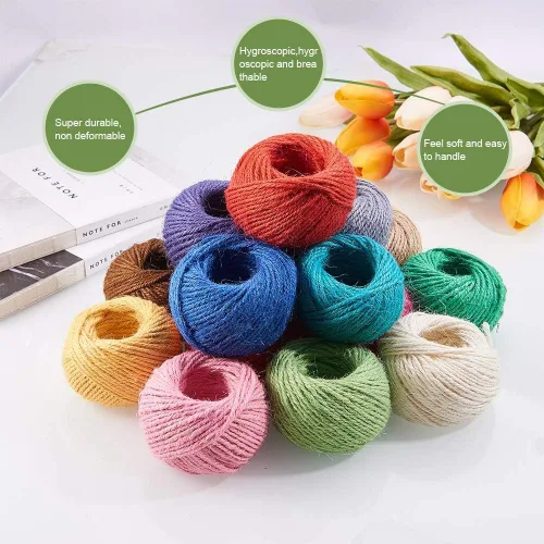 Miniatura 6 de Cuerda de yute verde de 54 yardas/rollo de 0.079 pulgadas, cuerda de cáñamo, cuerda gruesa fuerte, envoltura de cuerda gruesa, boda, manualidades