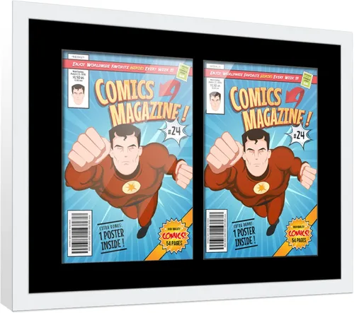 Miniatura 74 de Poster Palooza Marco de cómic con paspartú para 1 cómic de la Edad de Bronce publicado entre 1970 y 1985, marco de cómic negro para cómic de 7.25 x