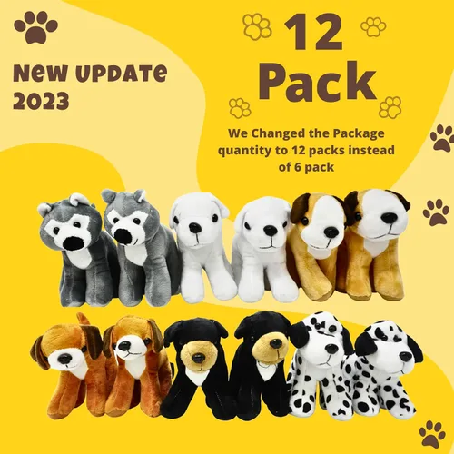 Miniatura 2 de 4E's Novelty Animales de peluche (paquete de 12) cachorros de peluche surtidos – 5 pulgadas, pequeños animales de peluche, 6 diseños – para regalos