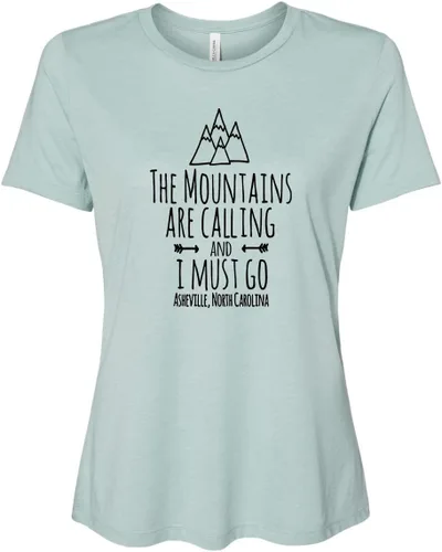 Cute Women's Screen Printed Crew Neck Tee, Shirts With Sayings, Dusty Blue or Olive