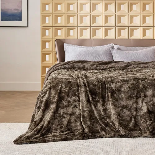 Miniatura 28 de Bedsure GentleSoft Manta Mullida de Sherpa - Manta de Forro Polar Cálida y Acogedora para Regalo de Mujer, Manta de Navidad de Felpa y Piel