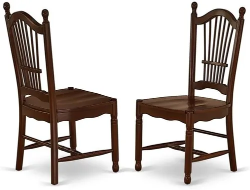 Miniatura 4 de East West Furniture HLDO3-MAH-W Juego de mesa y sillas de cocina de 3 piezas contiene una mesa de comedor redonda con pedestal y 2 sillas