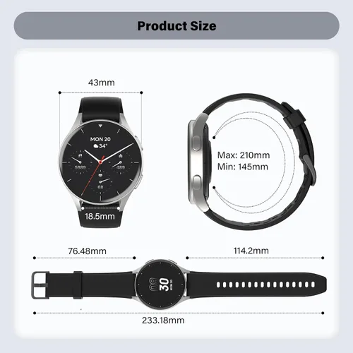 Miniatura 9 de Reloj inteligente para hombres y mujeres (respuesta/hacer llamadas) – AMOLED de 1.32 pulgadas negro mate rastreador de actividad con GPS y Alexa