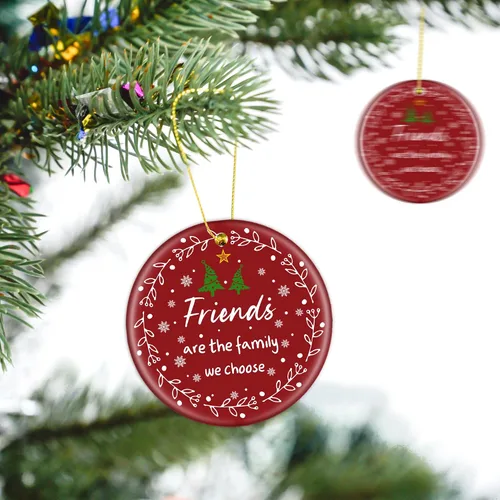 Miniatura 6 de Adornos de Navidad para Amigos, Regalos para Mujeres y Hombres - Adornos de Cerámica para Árbol de Navidad de 3", Adornos de Amistad para Mejores